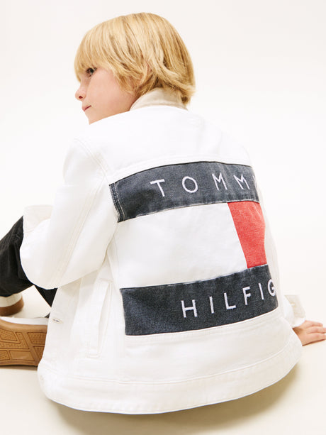 Tommy Hilfiger Boys Heritage Flag Denim Trucker Jacket in White