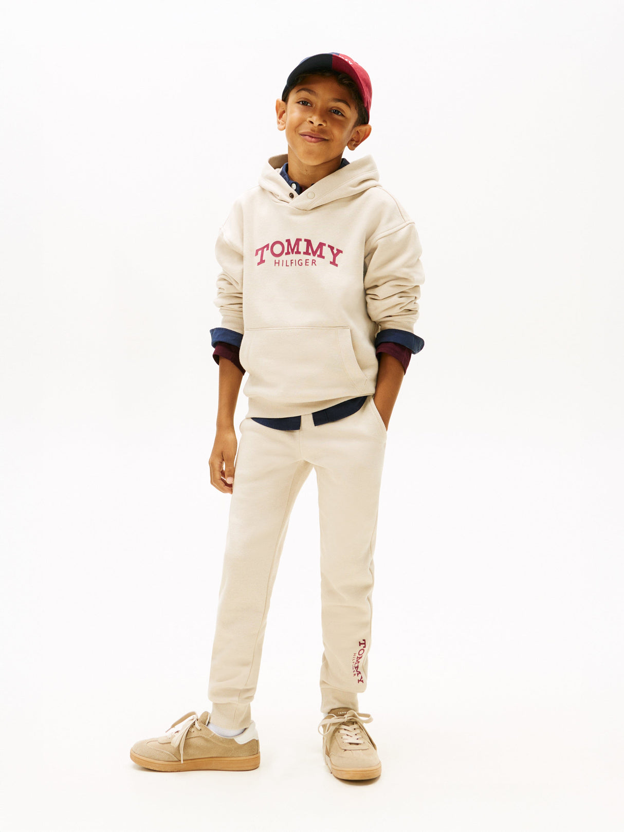 Tommy Hilfiger Boys Monotype Print Joggers in Beige