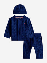 Tommy Hilfiger Baby Boys Cable Knit Trouser Gift Set in Navy
