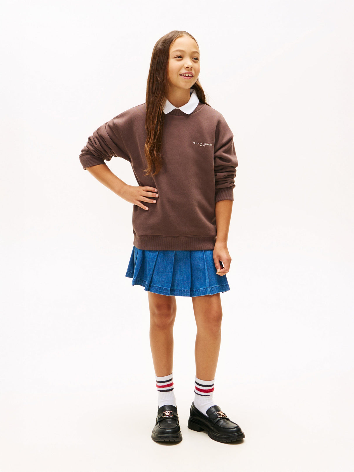 Tommy Hilfiger Kids Mini Corp Sweatshirt in Brown