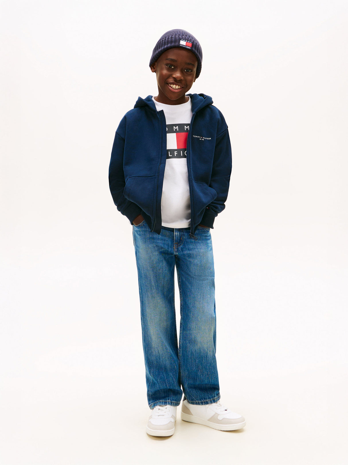 Tommy Hilfiger Kids Mini Corp Zip Up Top in Navy