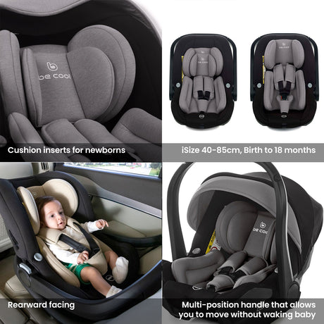 Noordi Fjordi V2 Leather 3in1 with Travel Carrier Car Seat - Shadow Grey (OPEN BOX)