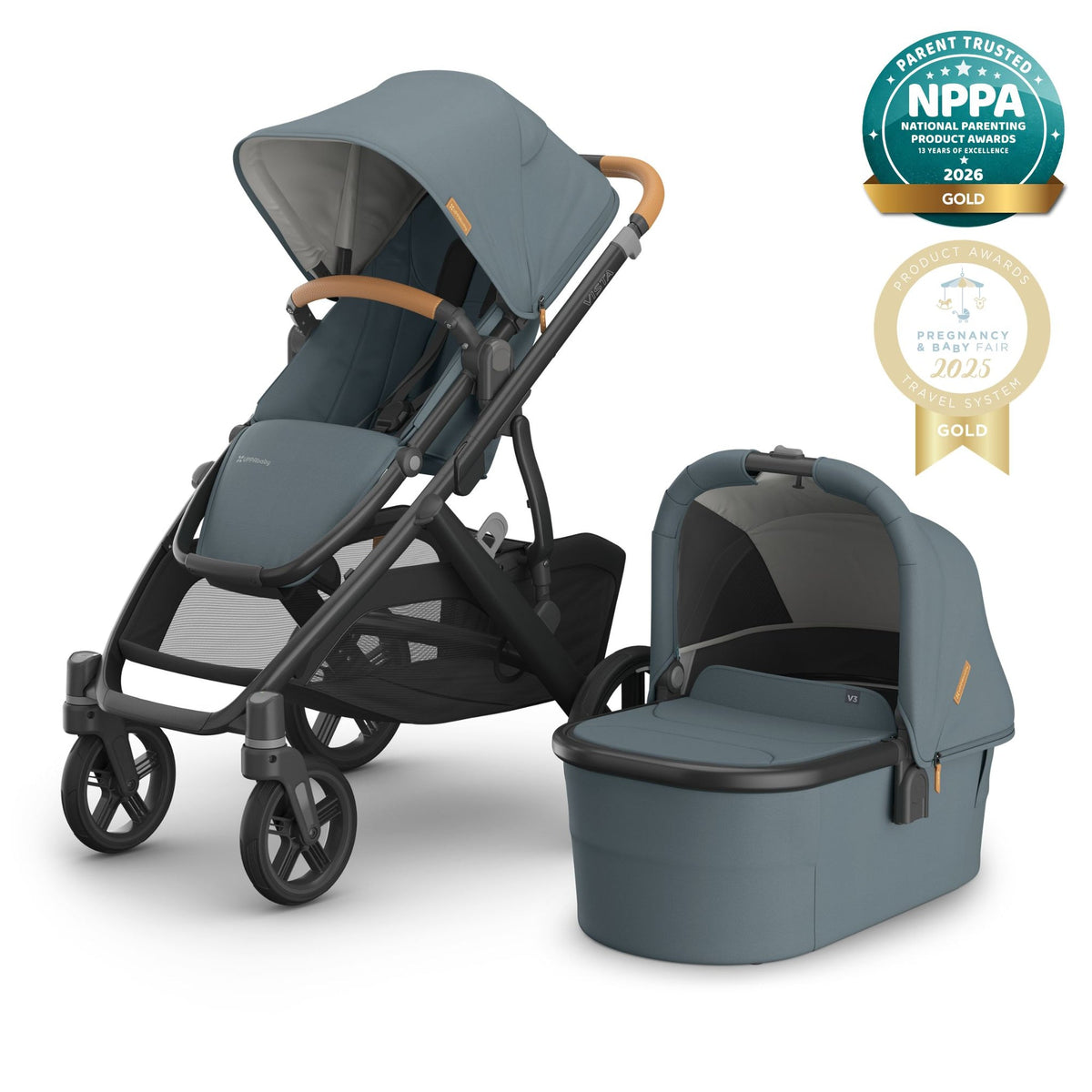 UPPAbaby Vista V3 Pushchair & Carrycot – Single-to-Double Pram - Dillan