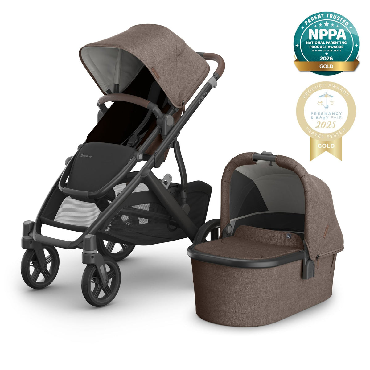 UPPAbaby Vista V3 Pushchair & Carrycot – Single-to-Double Pram - Owen