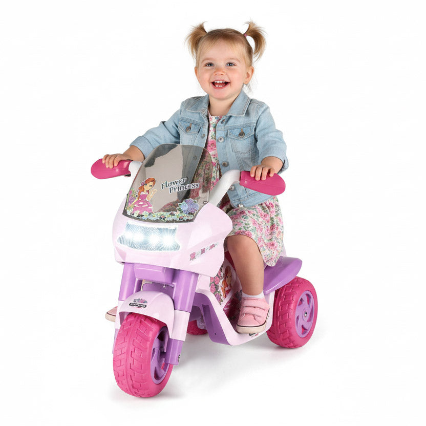Peg Perego Flower Princess 6V Electric Ride-On Motorcycle with Lights & Sounds, 2+ Years