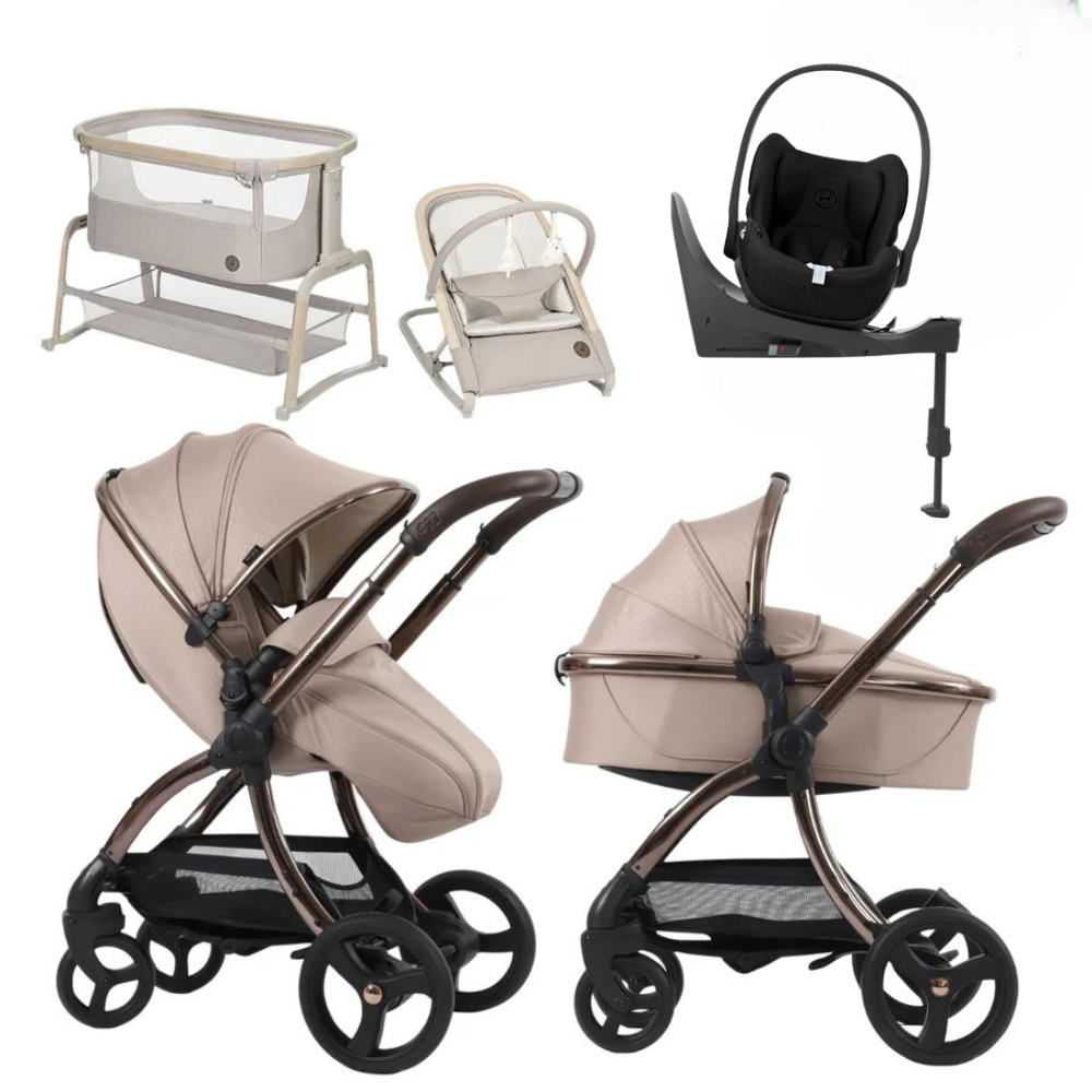 Egg Egg 3 Premium Travel System Bundle in Almond Houndstooth, With Maxi-Cosi Pebble 360 Pro2 Car Seat & Base