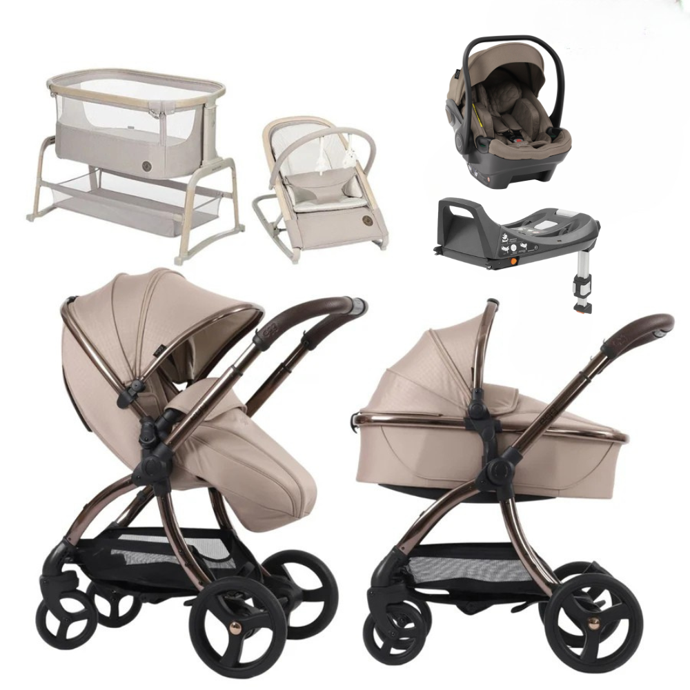 Egg Egg 3 Premium Travel System Bundle in Almond Houndstooth, With Maxi-Cosi Pebble 360 Pro2 Car Seat & Base