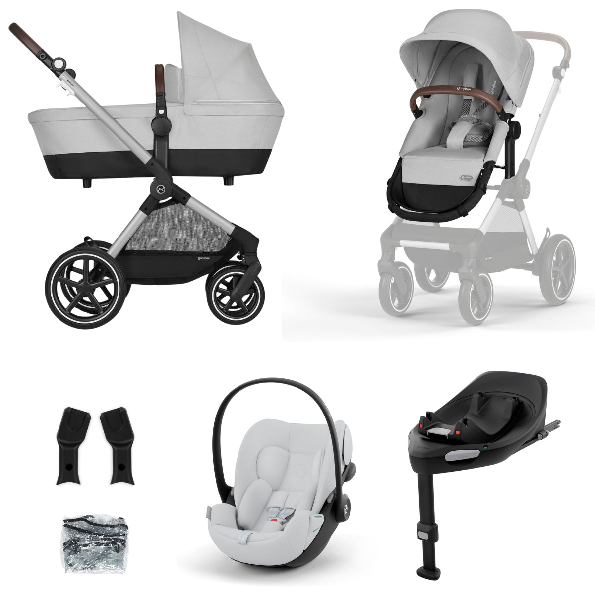 Cybex Eos Lux Travel System with Cloud G 360 Car Seat & Base, Lava Grey