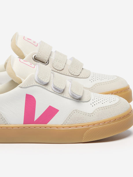 Veja Girls Leather Small V-90 Trainers in White