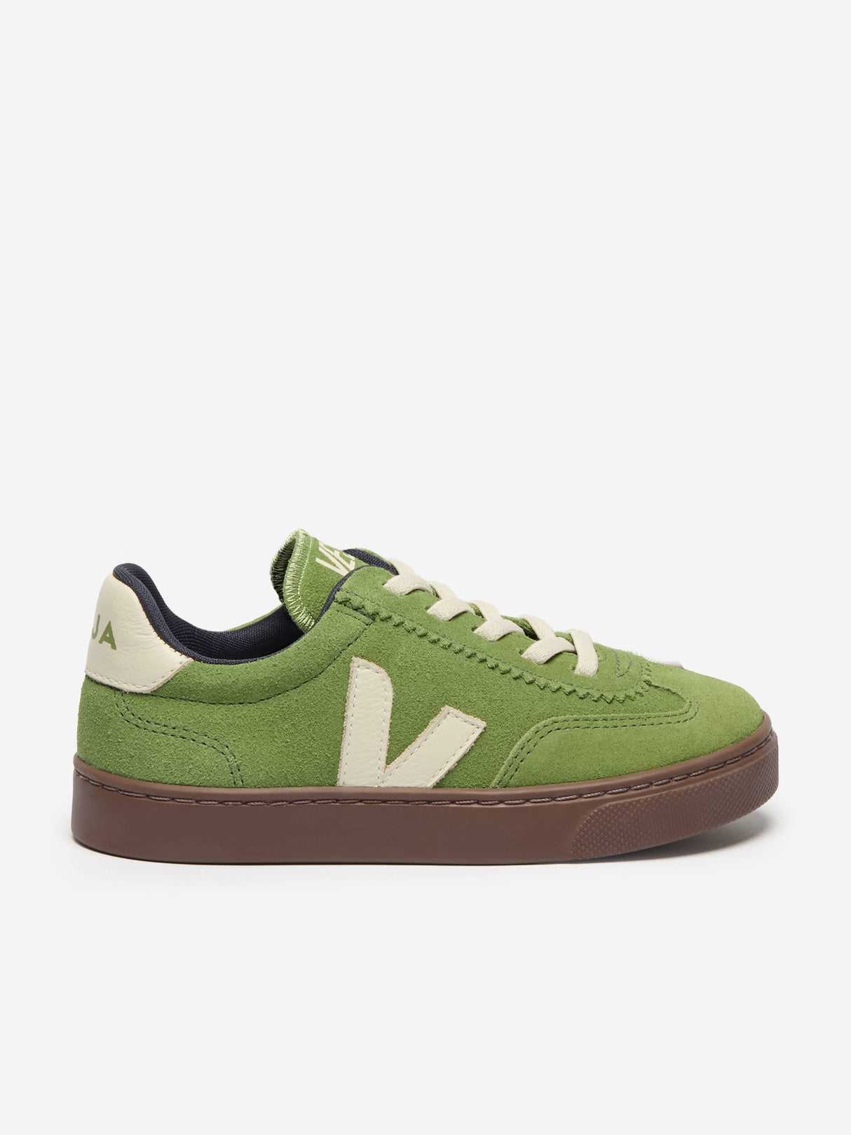 Veja Kids Suede Small Volley Trainers in Green