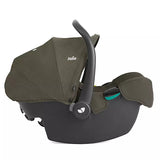 A Jole baby car seat insert with an olive green fabric canopy and a dark gray/black plastic base, shown on a solid white background.