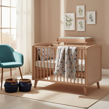 FORREST 3 Piece Reversible Cot Bed Set – Organic Cotton Baby Bedding - Woody