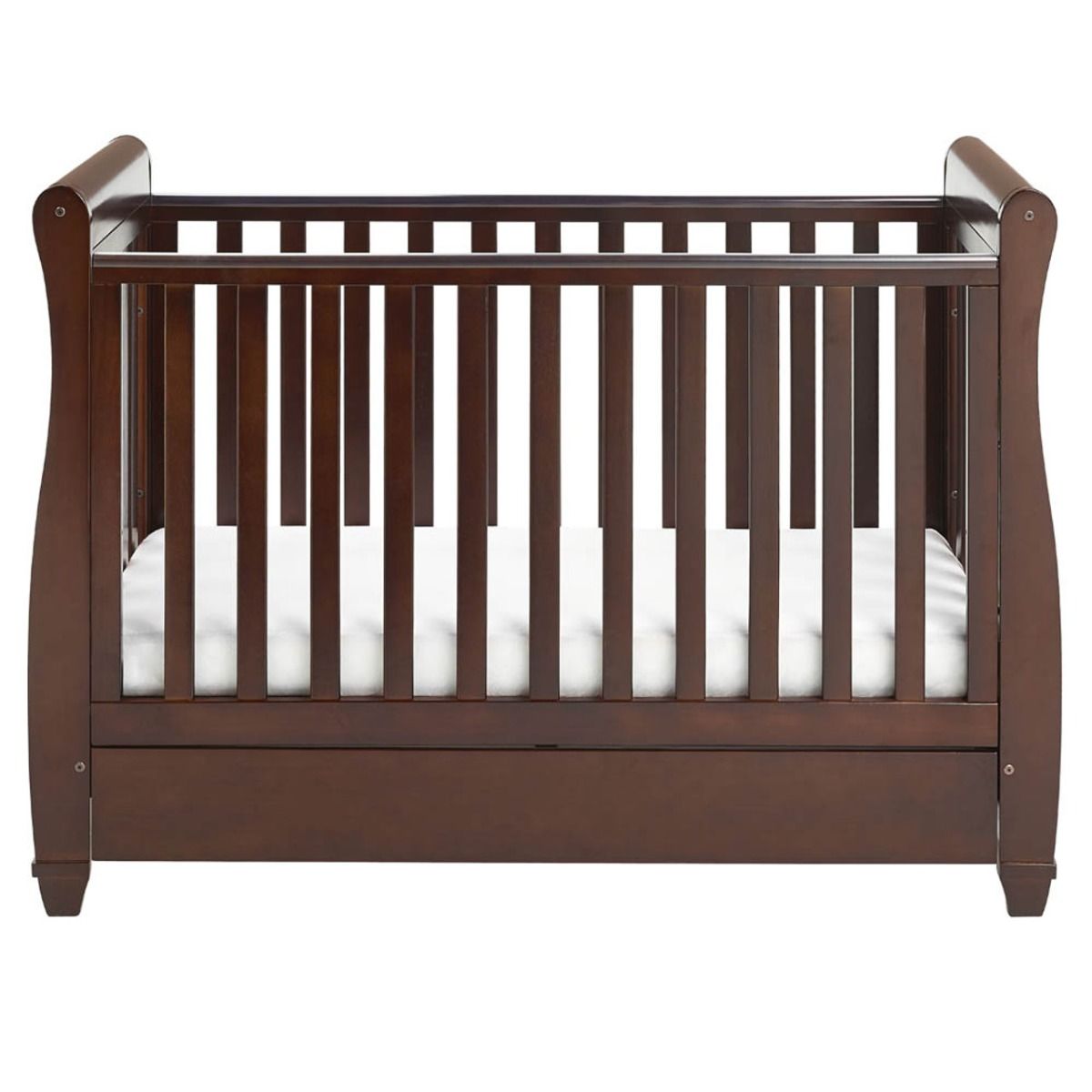 Babymore Eva Sleigh Cot Bed Dropside with Drawer