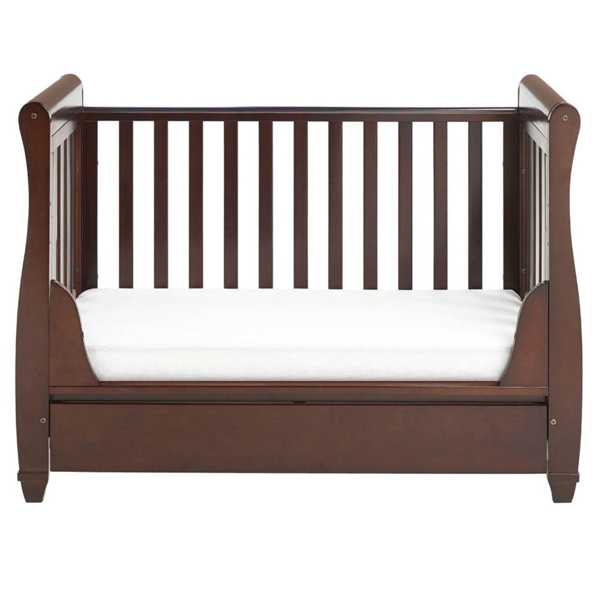 Babymore Eva Sleigh Cot Bed Dropside with Drawer