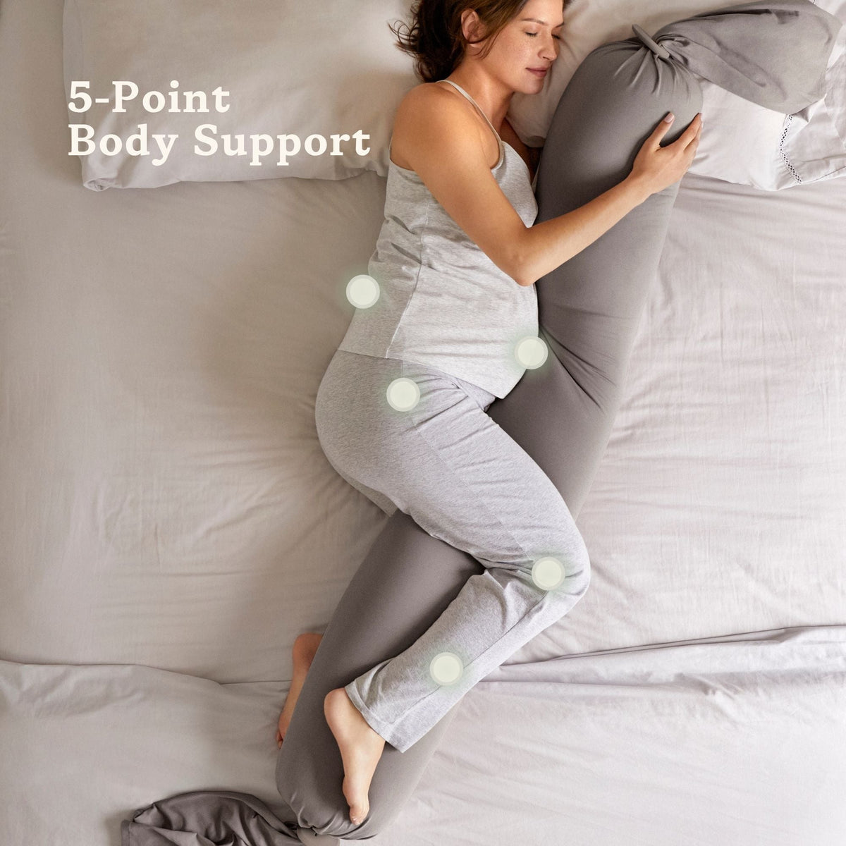bbhugme Adjustable Pregnancy Pillow with Body Support - Stone Grey Pebbles