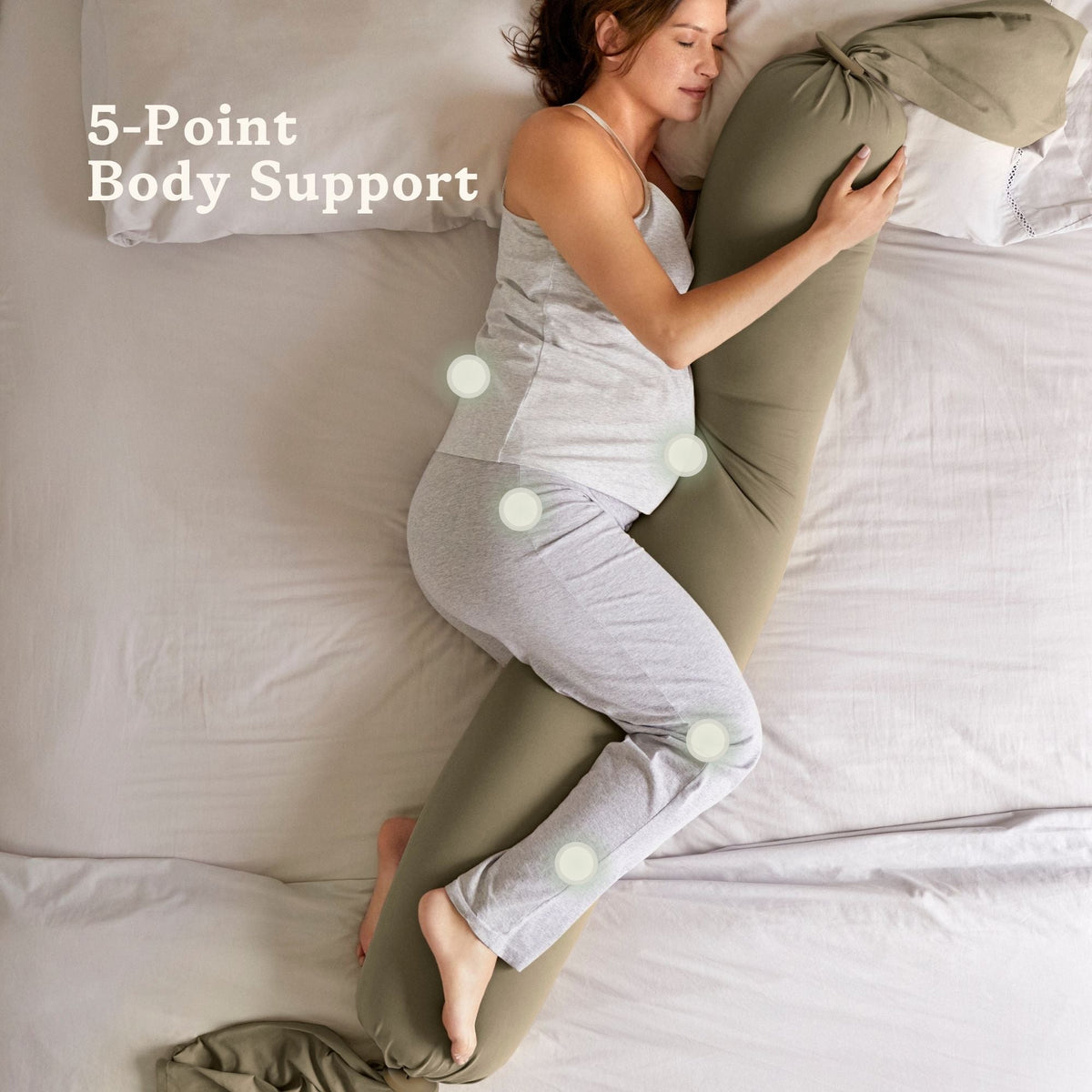 bbhugme Adjustable Pregnancy Pillow with Body Support - Dusty Olive