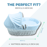 Pink Waffle White Wicker Baby Moses Basket With Stand