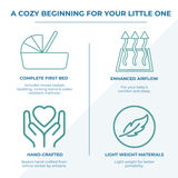 White Dimple White Wicker Baby Moses Basket With Stand