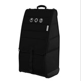 Black backpack with brand logo on a white background