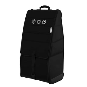 Black backpack with brand logo on a white background