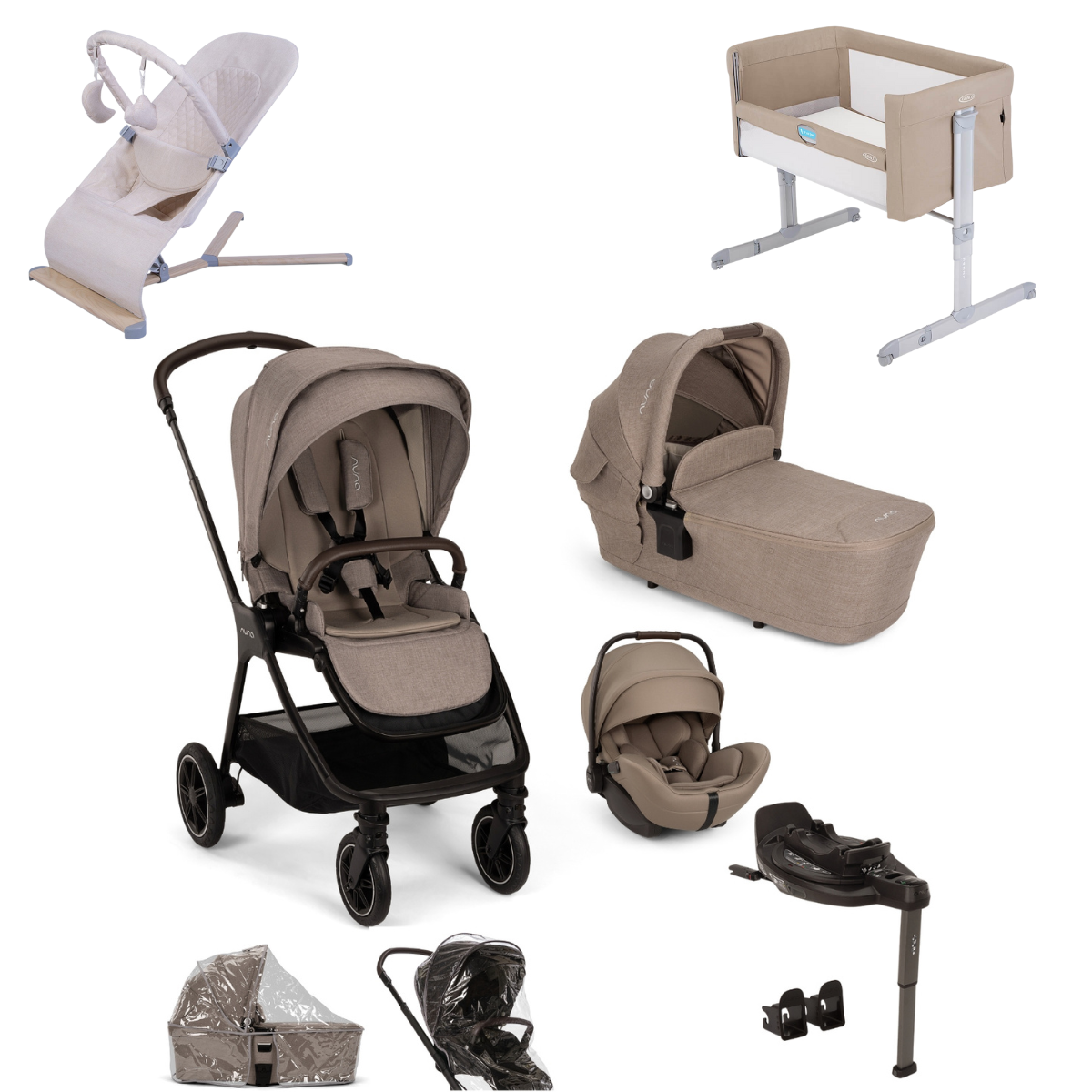 Nuna TRIV Next with ARRA Flex & Base Curv Travel System & Essential Bundle