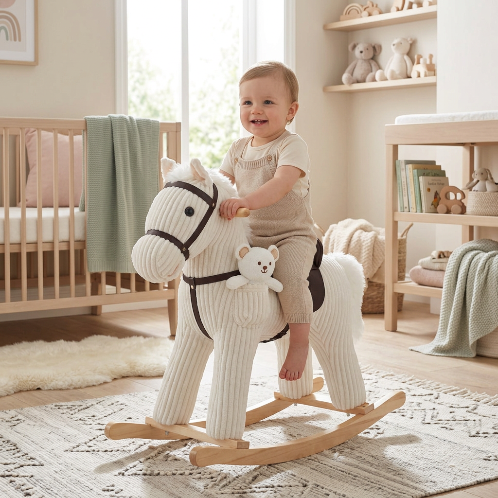 Cuddles Collection Marshmallow Plush Rocking Horse