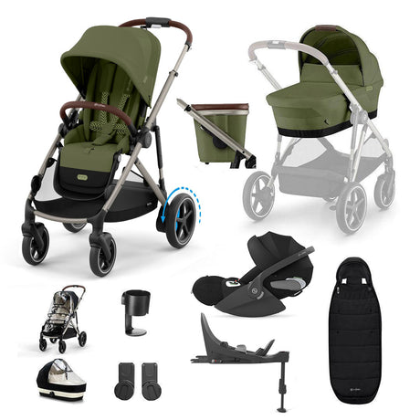 Cybex e-Gazelle S 11 Piece Electric Pushchair Bundle with Cloud T Car Seat & Base