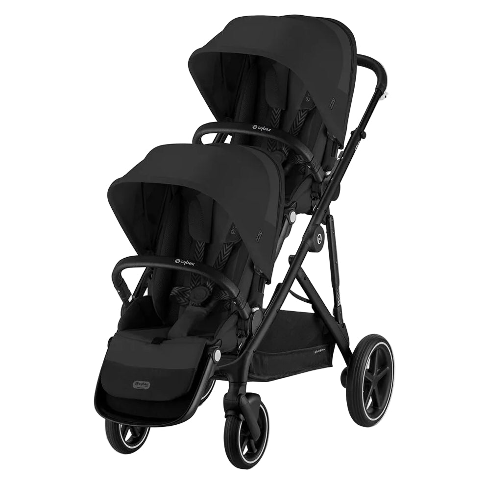 Black stroller on a white background
