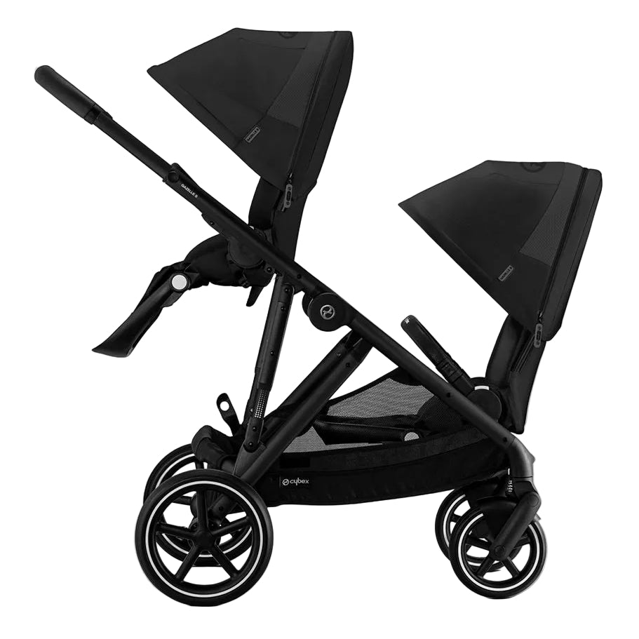 Black stroller on a white background