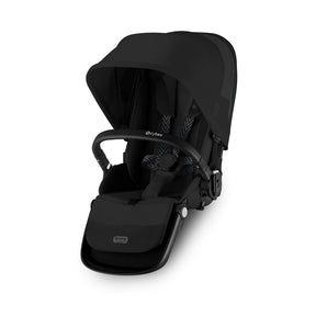 Black baby car seat with canopy on a white background