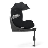 Black car seat with canopy on a white background
