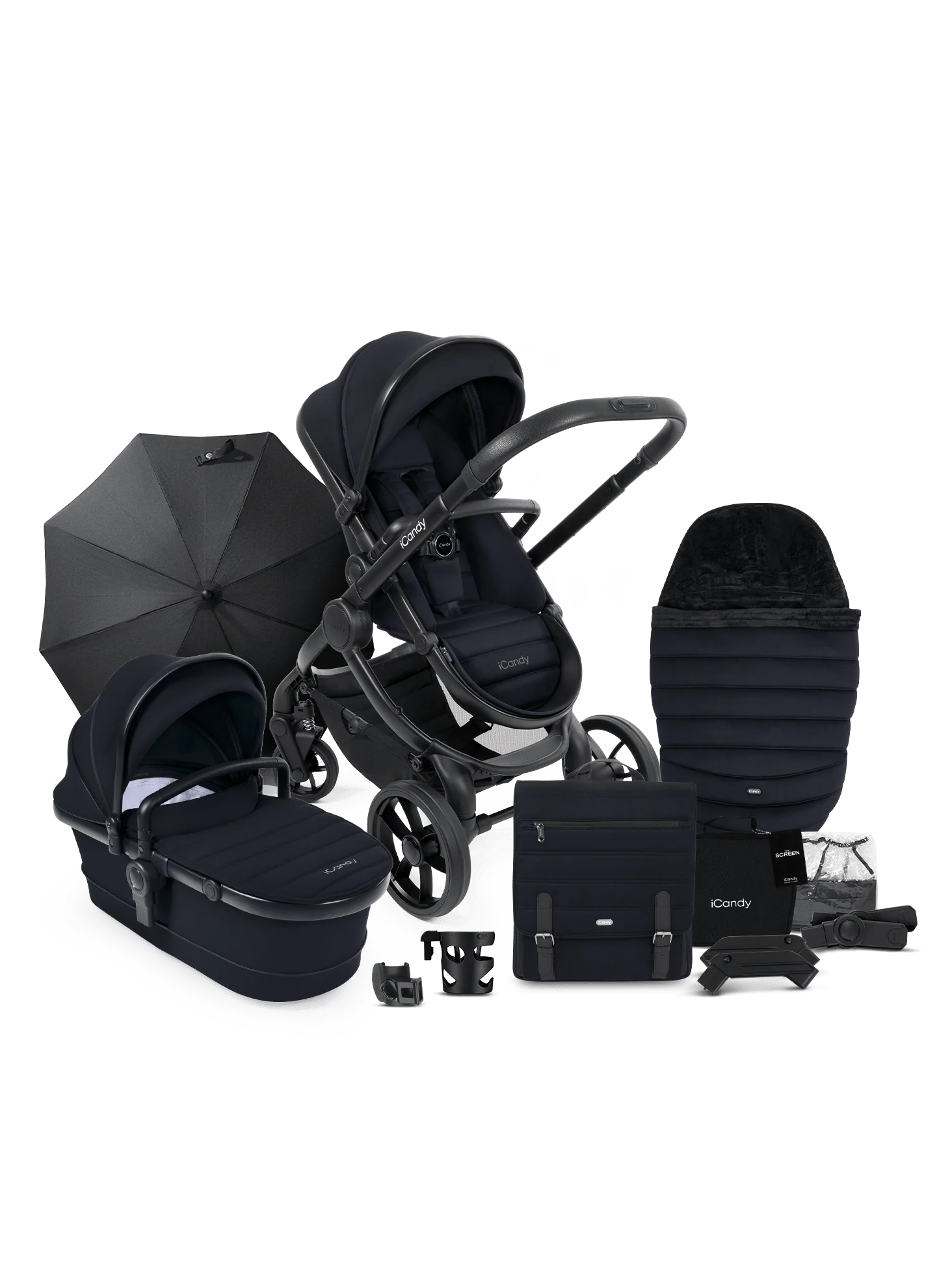 iCandy Peach 7 Pushchair and Carrycot Complete Bundle, Black