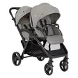 Double stroller with two gray seats on a white background