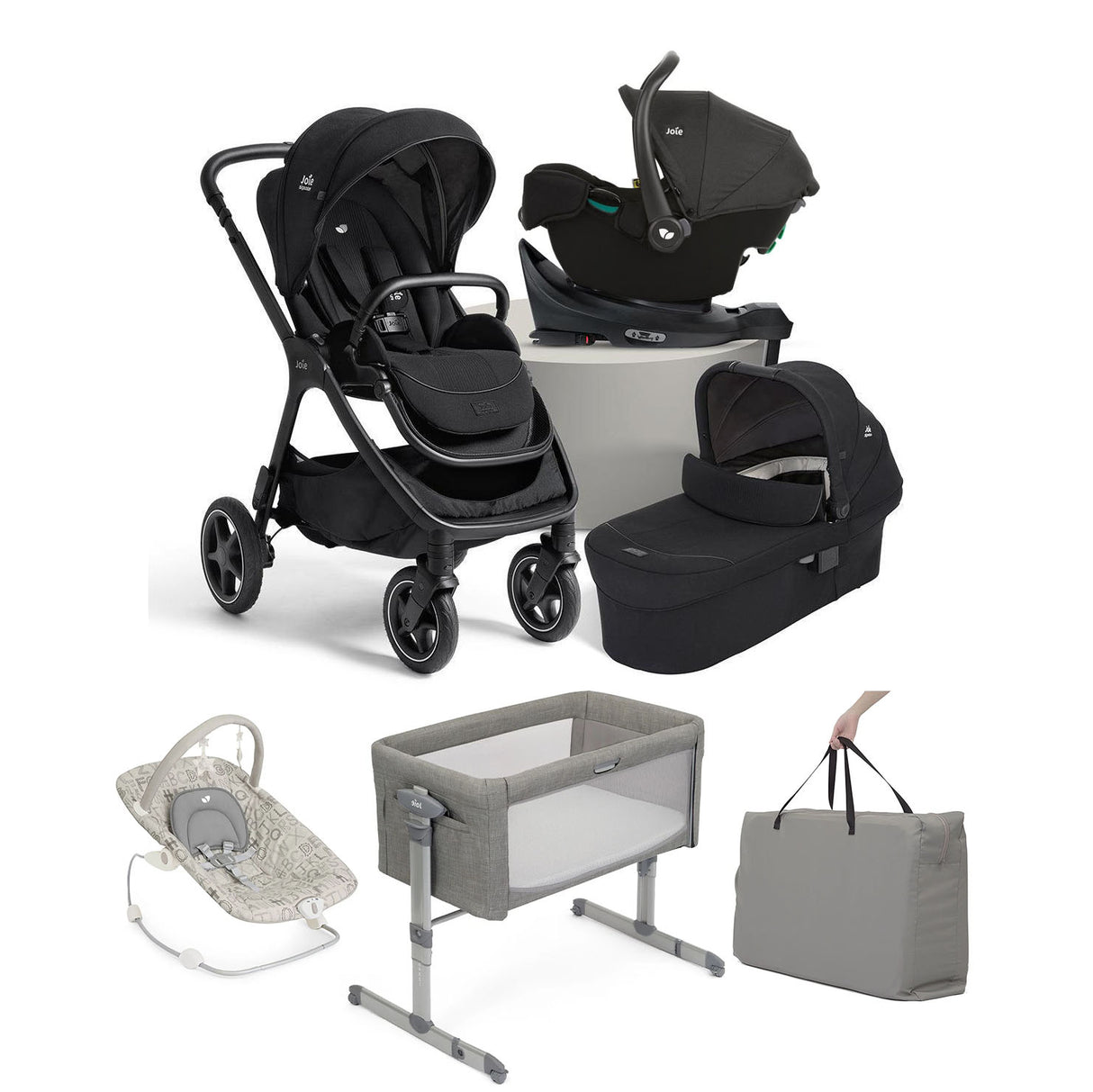Joie Finiti Flex 4in1 Travel Ready with i-Snug 2 Essential Travel & Nursery Bundle