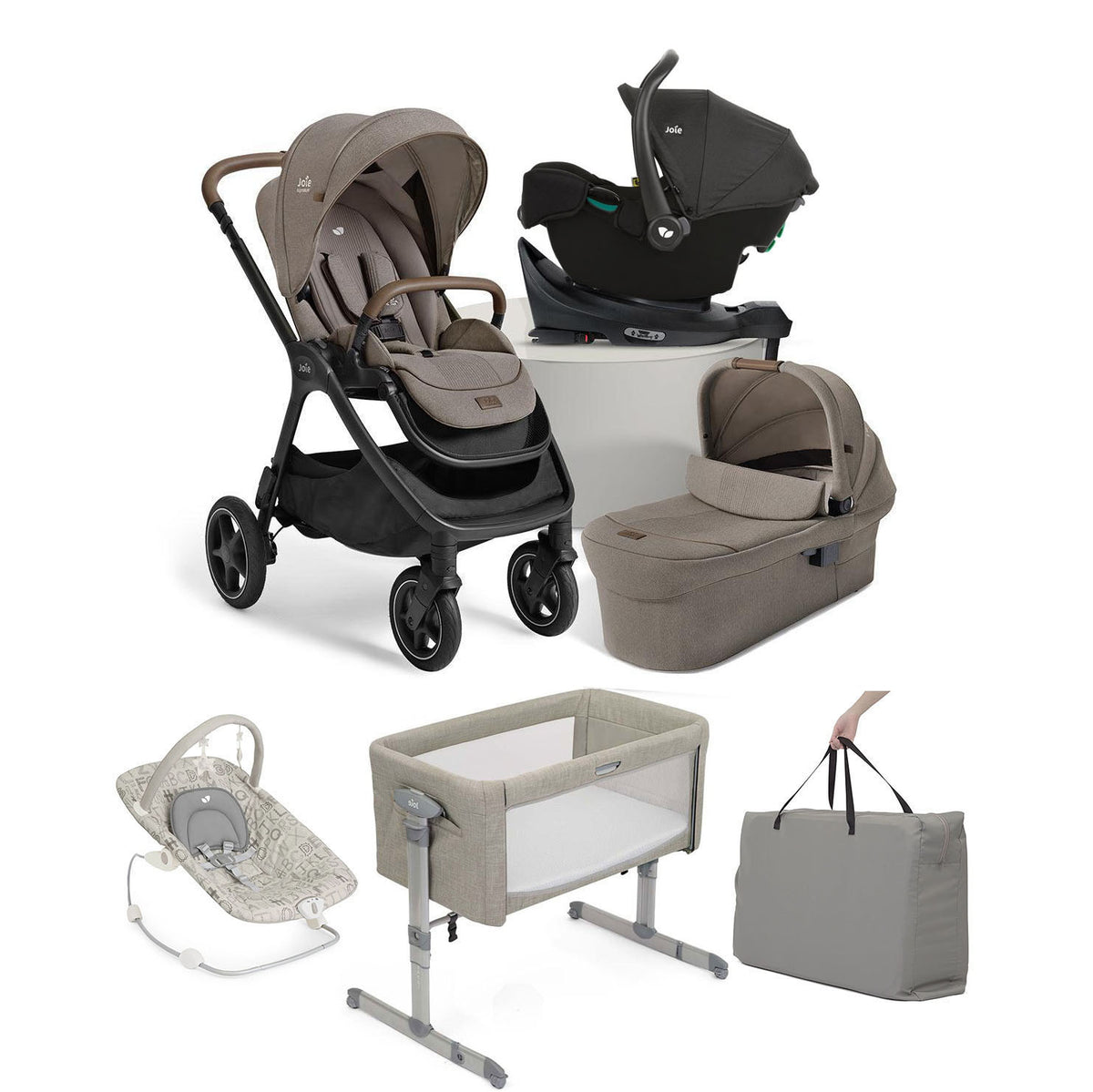 Joie Finiti Flex 4in1 Travel Ready with i-Snug 2 Essential Travel & Nursery Bundle