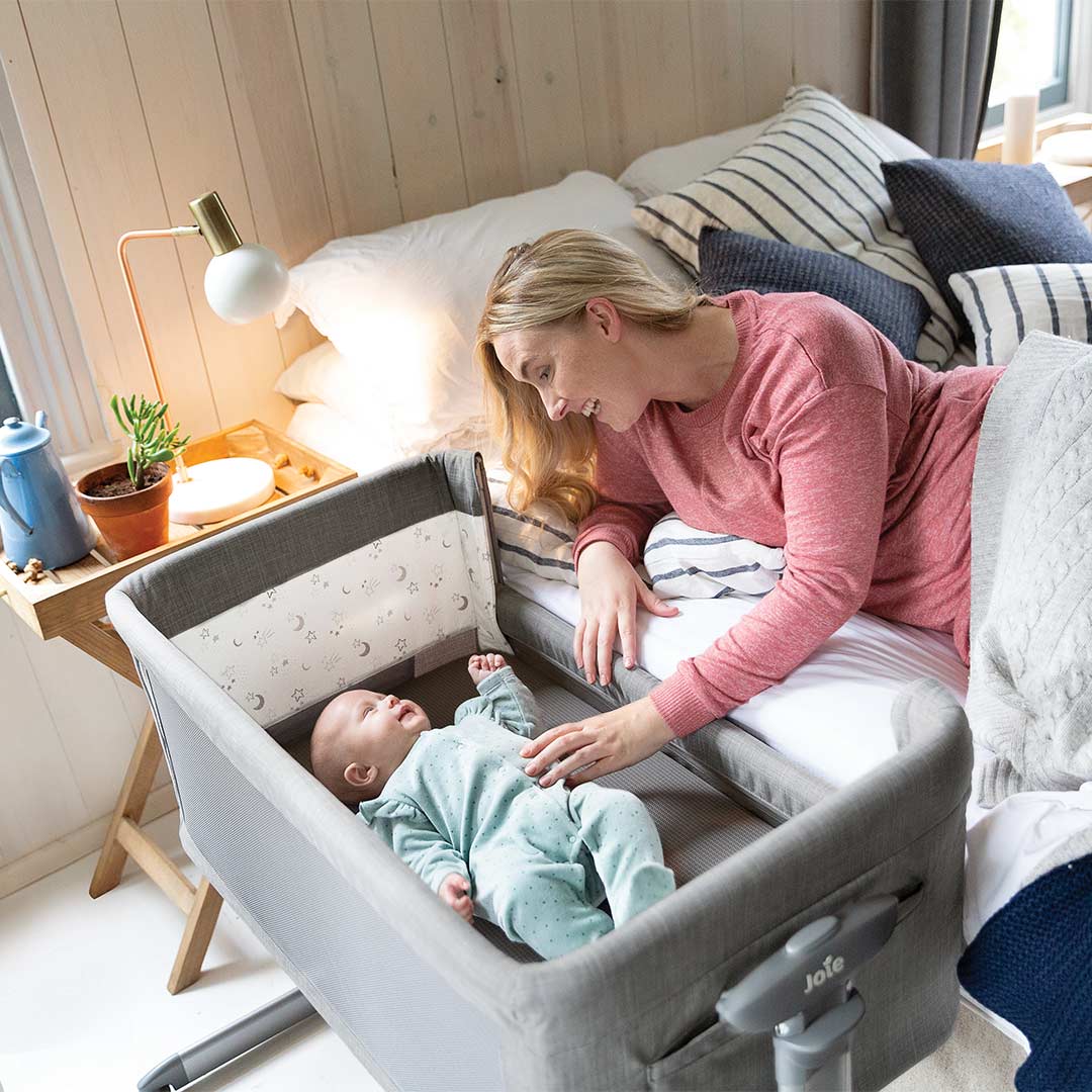Joie Roomie Glide Co-Sleeper Bedside Crib - Foggy Grey