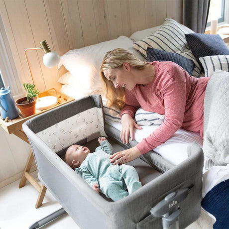 Joie Roomie Glide Co-Sleeper Bedside Crib - Foggy Grey