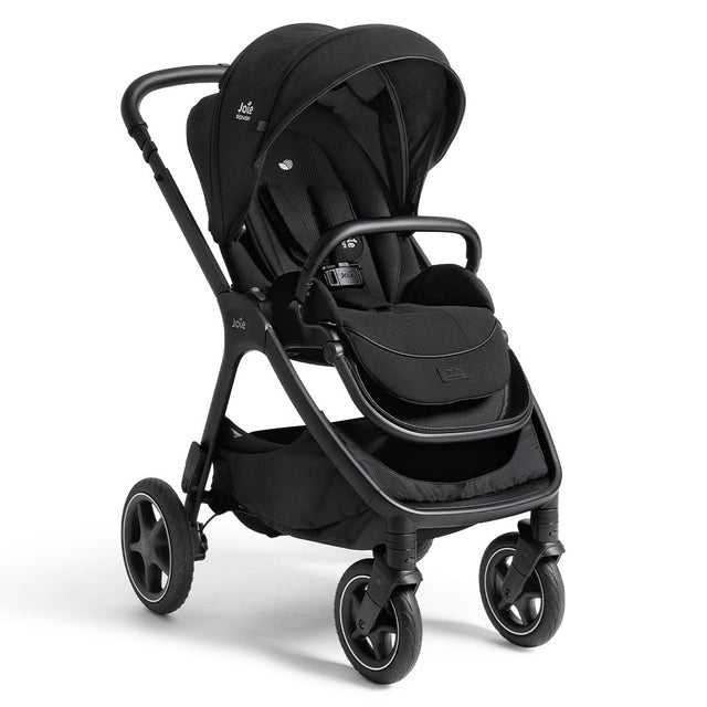 Black stroller on a white background