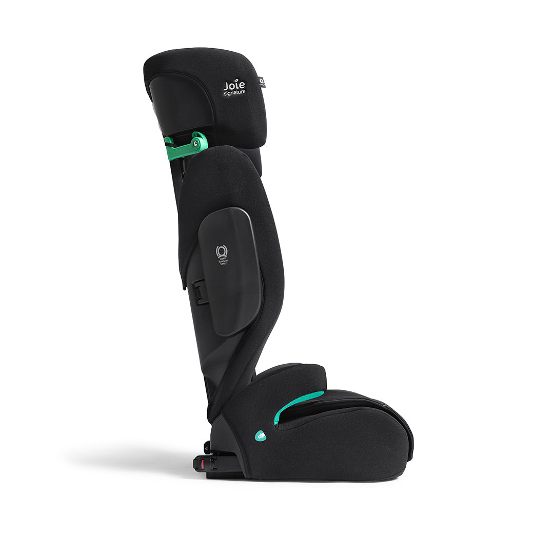Black and green car seat with 'Joie' branding on a white background