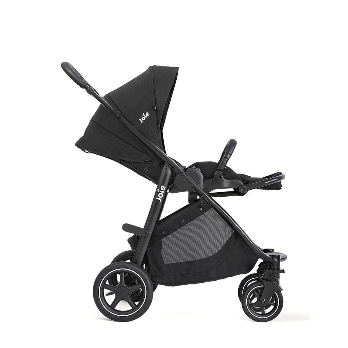 Joie Versatrax On-The-Go Encore 4 Piece Travel System Bundle With Rotating Car Seat, Raven