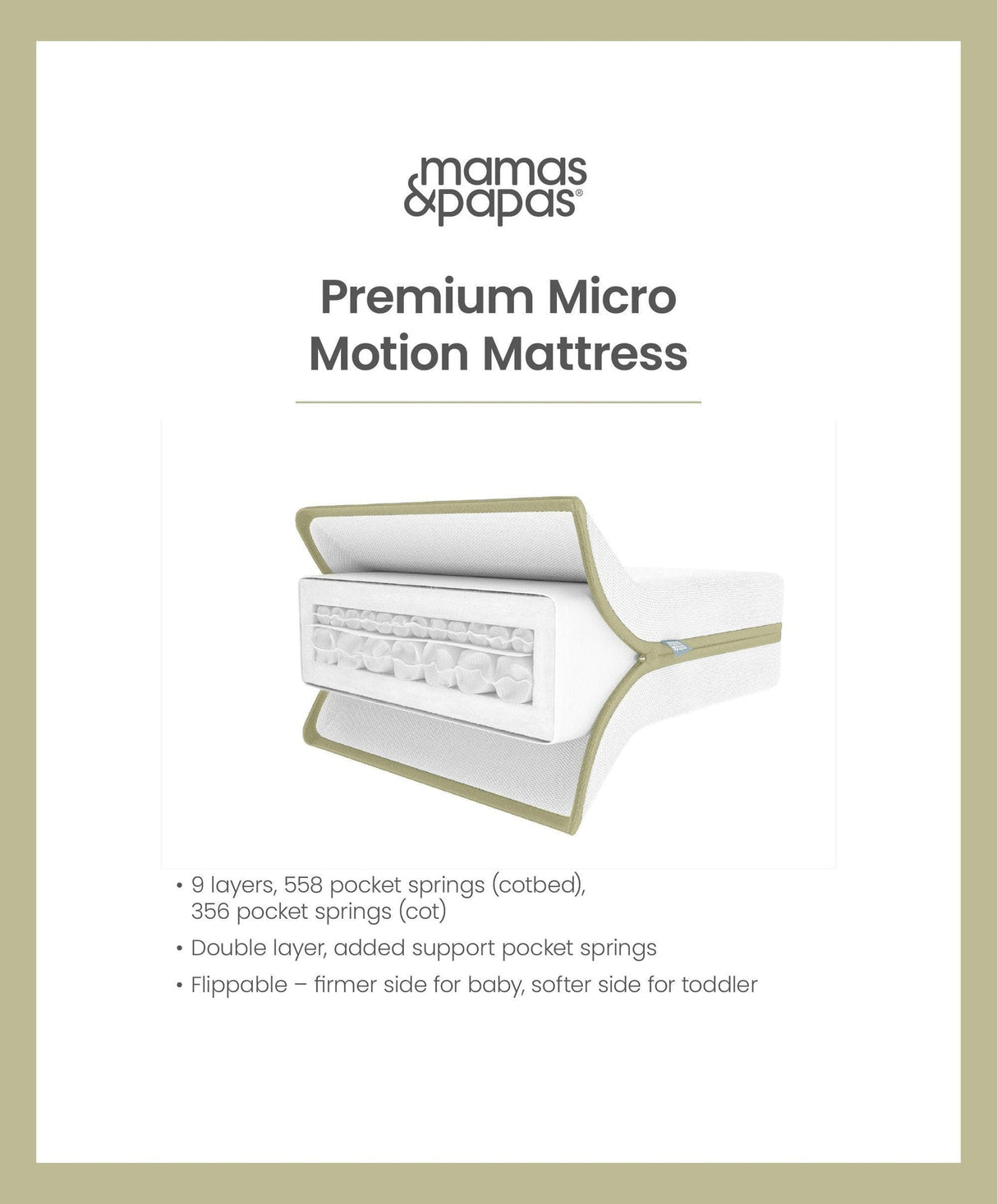 Mamas & Papas Harwell 3 Piece Furniture Range with Premium Dual Core+ Mattress - White / Natural