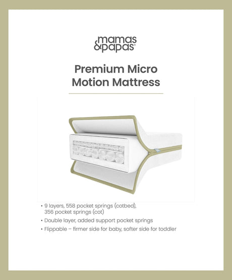 Mamas & Papas Harwell 3 Piece Furniture Range with Premium Dual Core+ Mattress - White / Natural