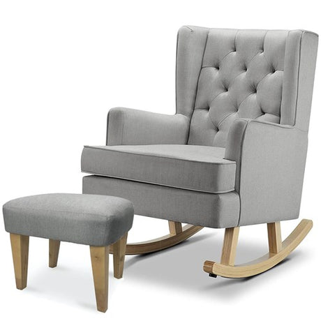 BabyLo Soothe Easy Nursing Chair & Rocker With Stool, Grey