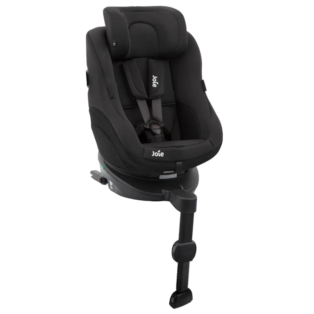 A black Jole child car seat with a matching base and harness, shown from a three-quarters angle on a solid white background.