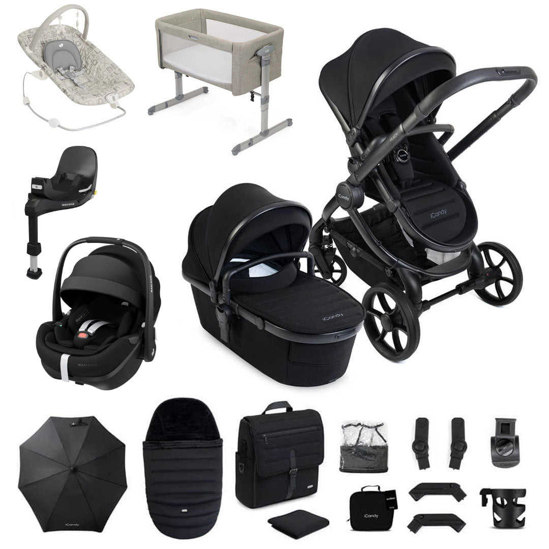 iCandy Peach 8 Premium Bundle with Maxi-Cosi Pebble Slide Pro Lie-Flat Car Seat & Sliding ISOFIX Base