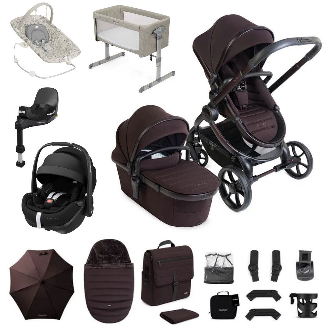 iCandy Peach 8 Premium Bundle with Maxi-Cosi Pebble Slide Pro Lie-Flat Car Seat & Sliding ISOFIX Base