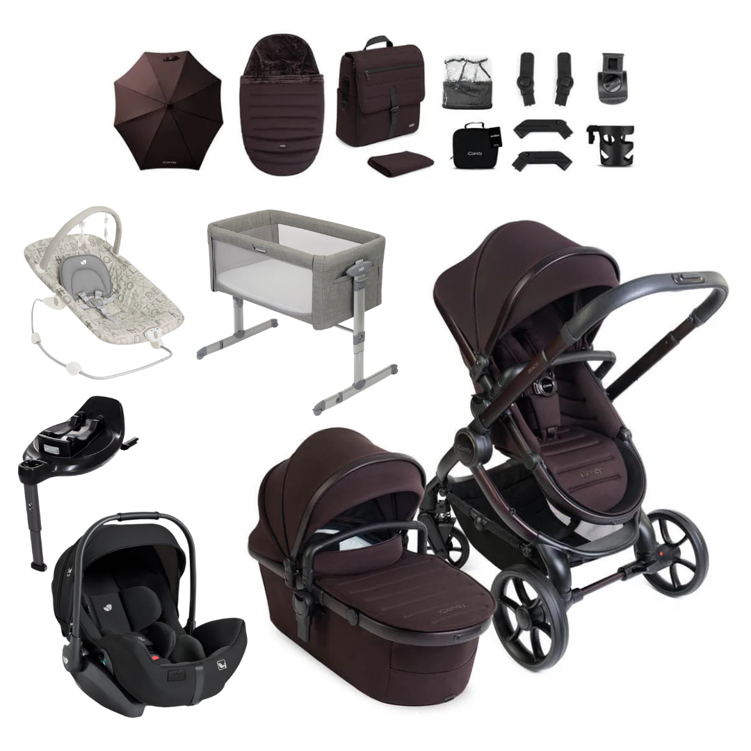 iCandy Peach 8 Essential Bundle With Joie Signature i-Level 360 Car Seat