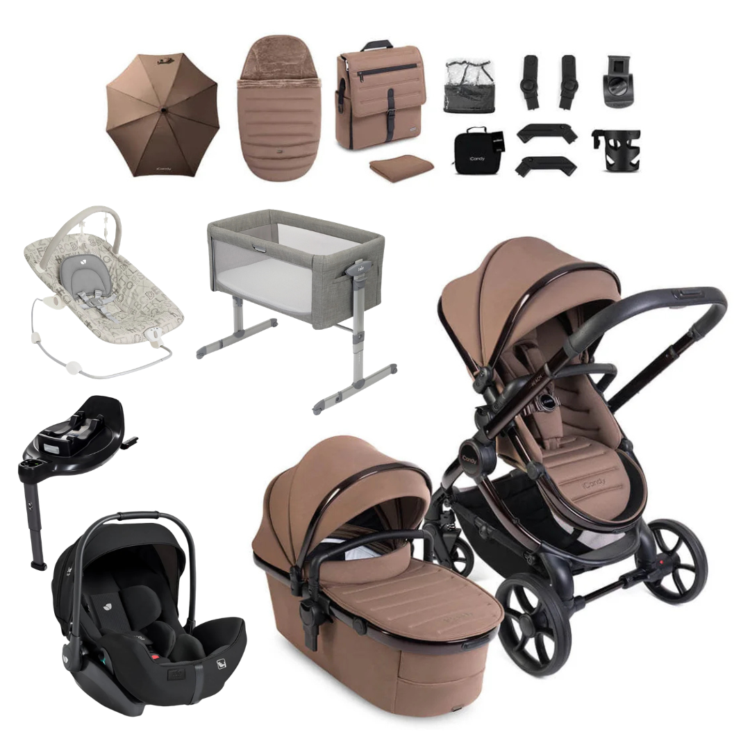 iCandy Peach 8 Essential Bundle With Joie Signature i-Level 360 Car Seat