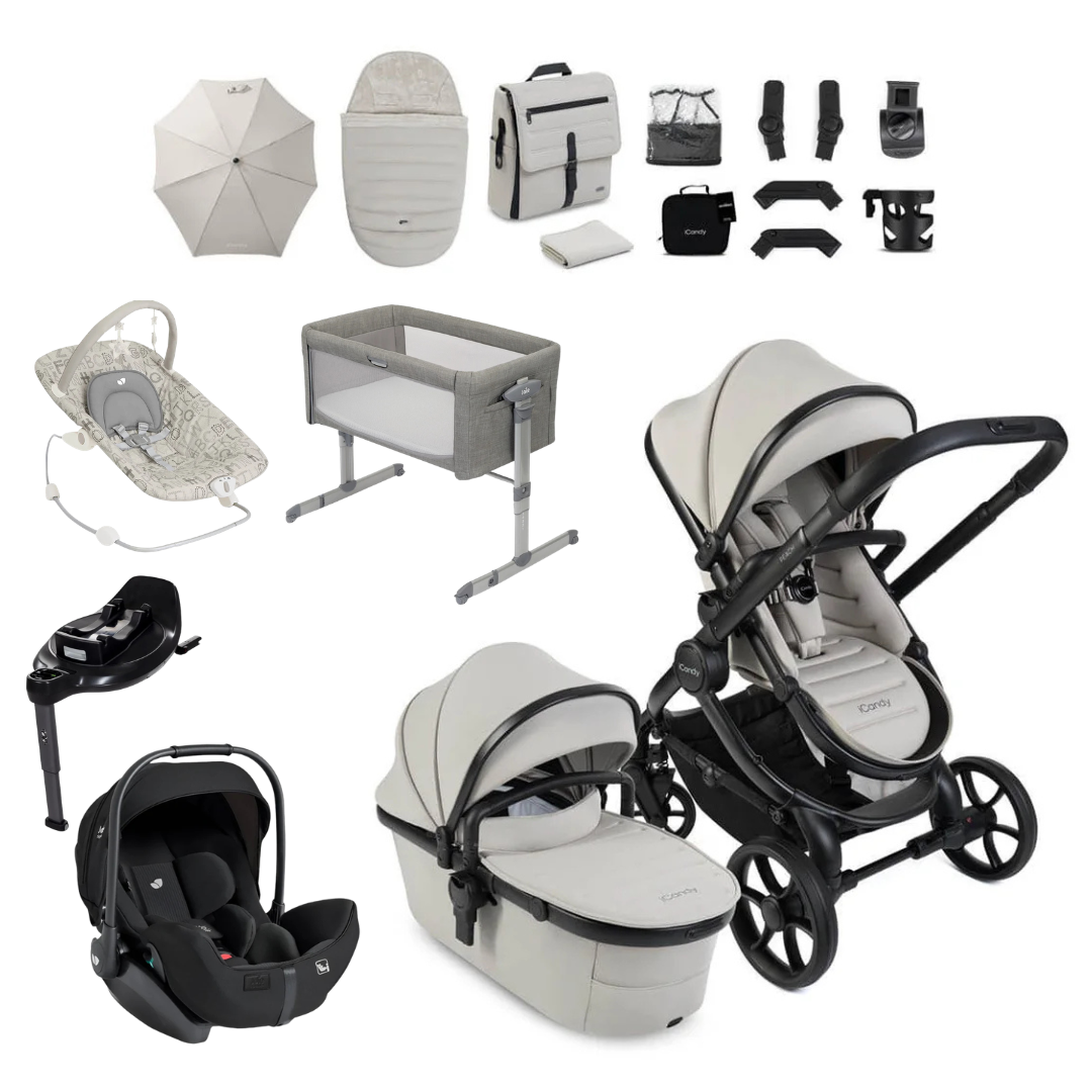 iCandy Peach 8 Essential Bundle With Joie Signature i-Level 360 Car Seat
