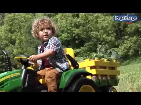 Peg Perego John Deere Ground Force 12V Tractor + Stake-side Trailer, 3+ years